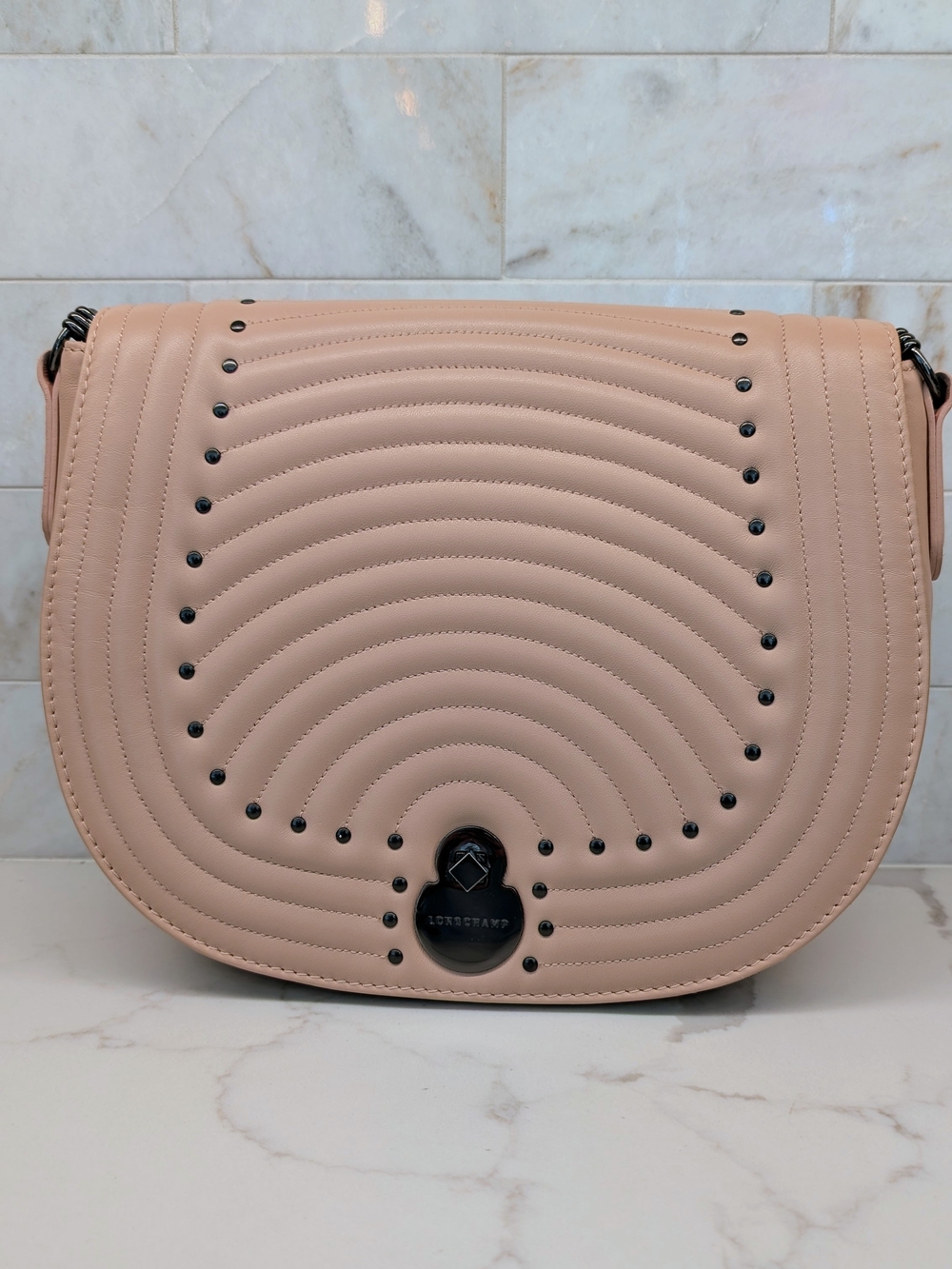 Longchamp Blush Pink Quilted Saddle Crossbody Bag
